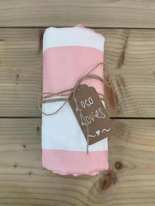 Striped Beach Towel - Peach / White