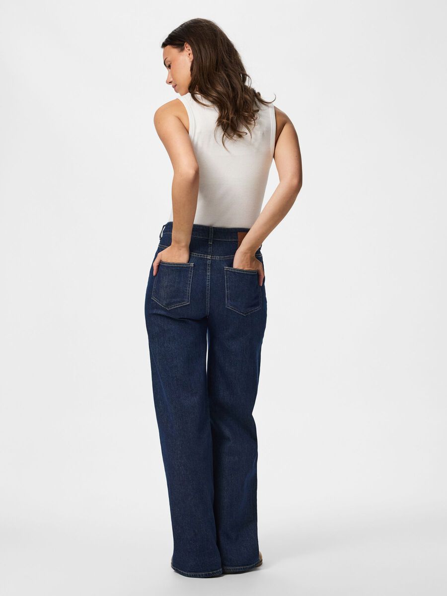 SILKE MW WIDE JEANS - Dark Blue Denim