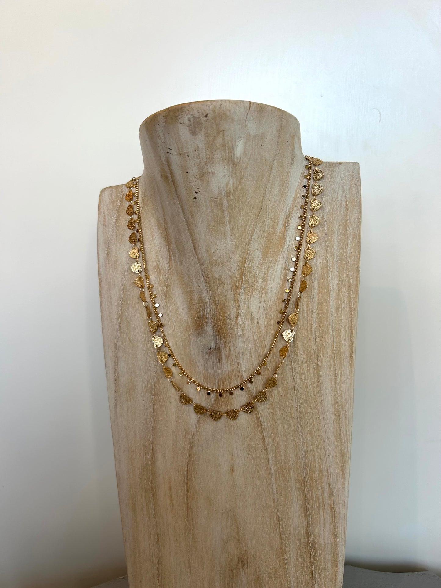 Double Layered Heart Necklace - Gold