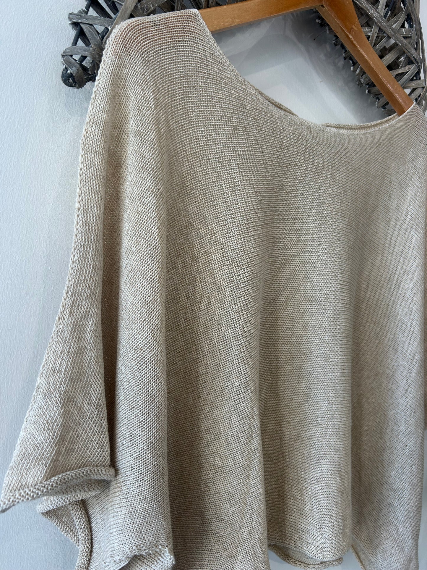 Crochet 1/2 Sleeve Top - Oatmeal