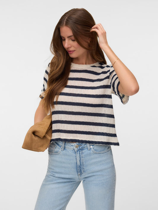 FREJA SS TOP - Birch/ Navy