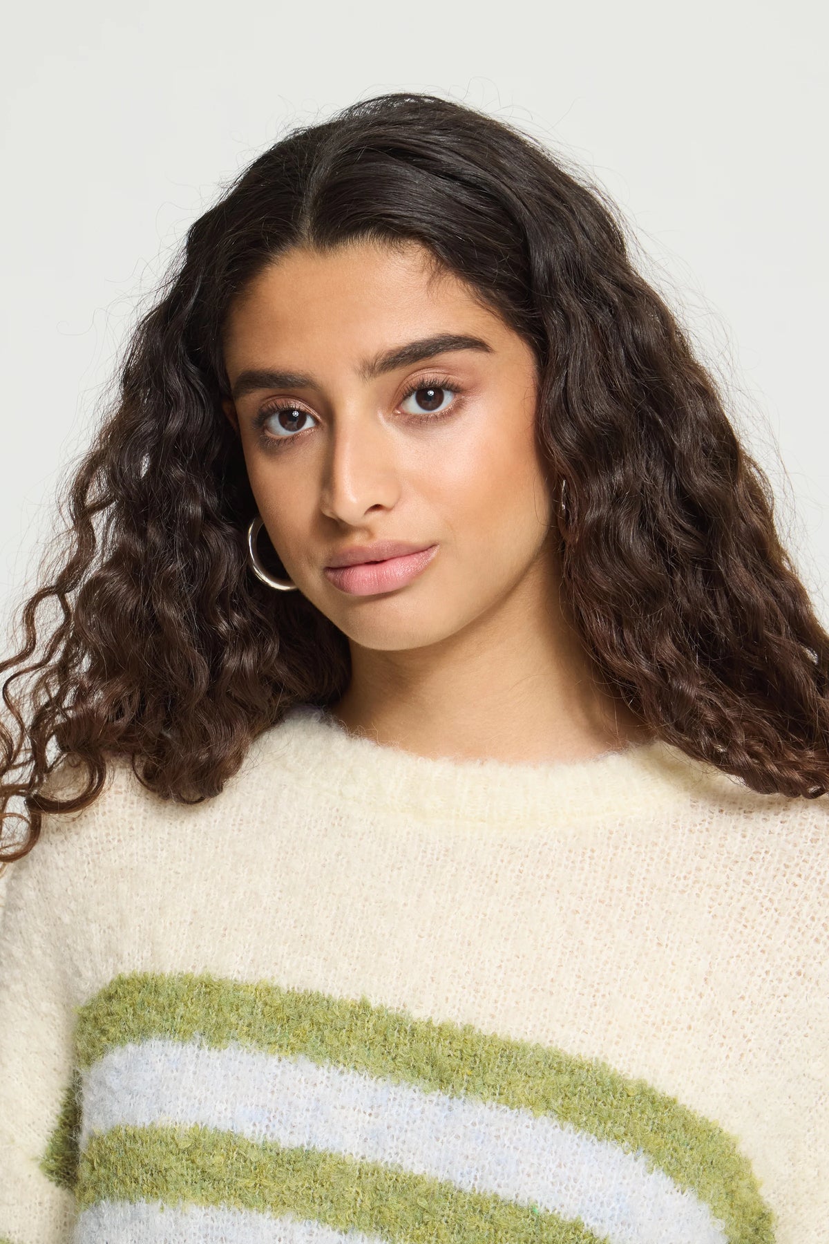 BOSELE LS KNIT - Birch/Blue Stripe