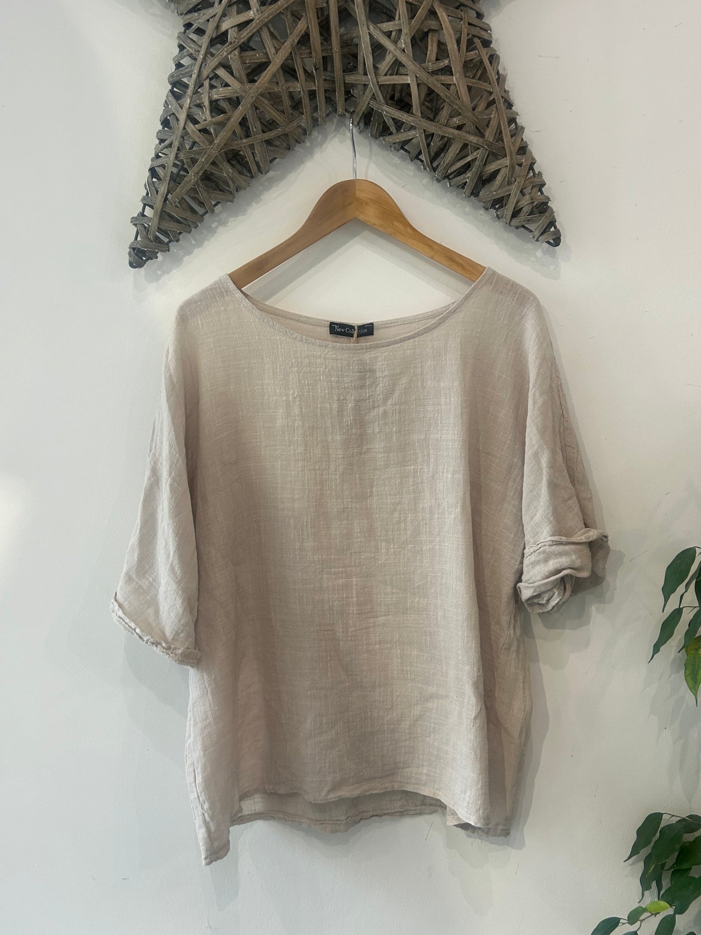 Linen 3/4 Sleeve Top - Oatmeal