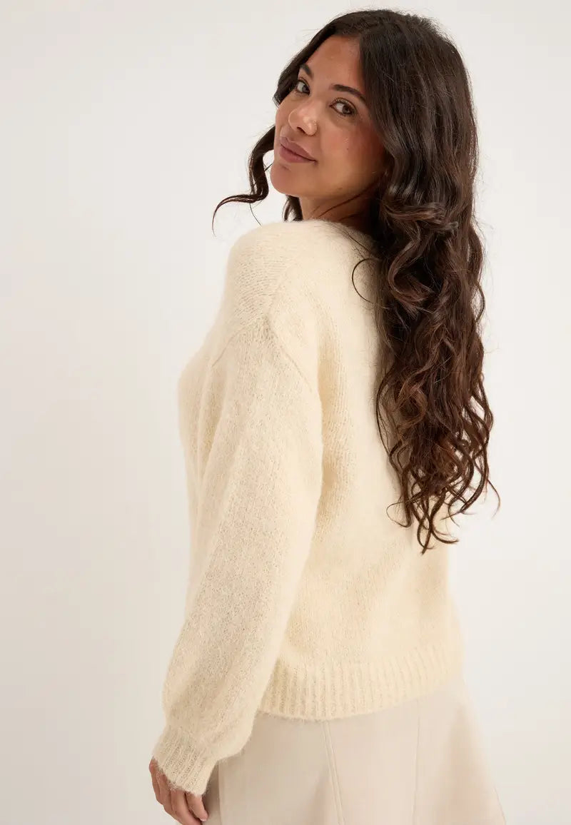 NELLIE LS V-NECK CARDIGAN KNIT