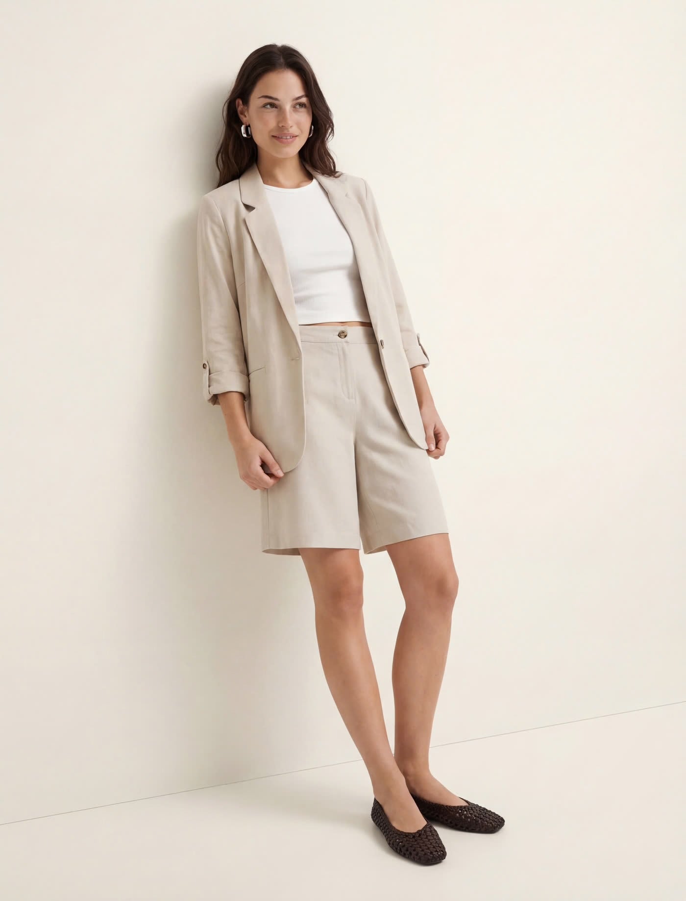 JESMILO 3/4 LOOSE BLAZER - Silver Lining