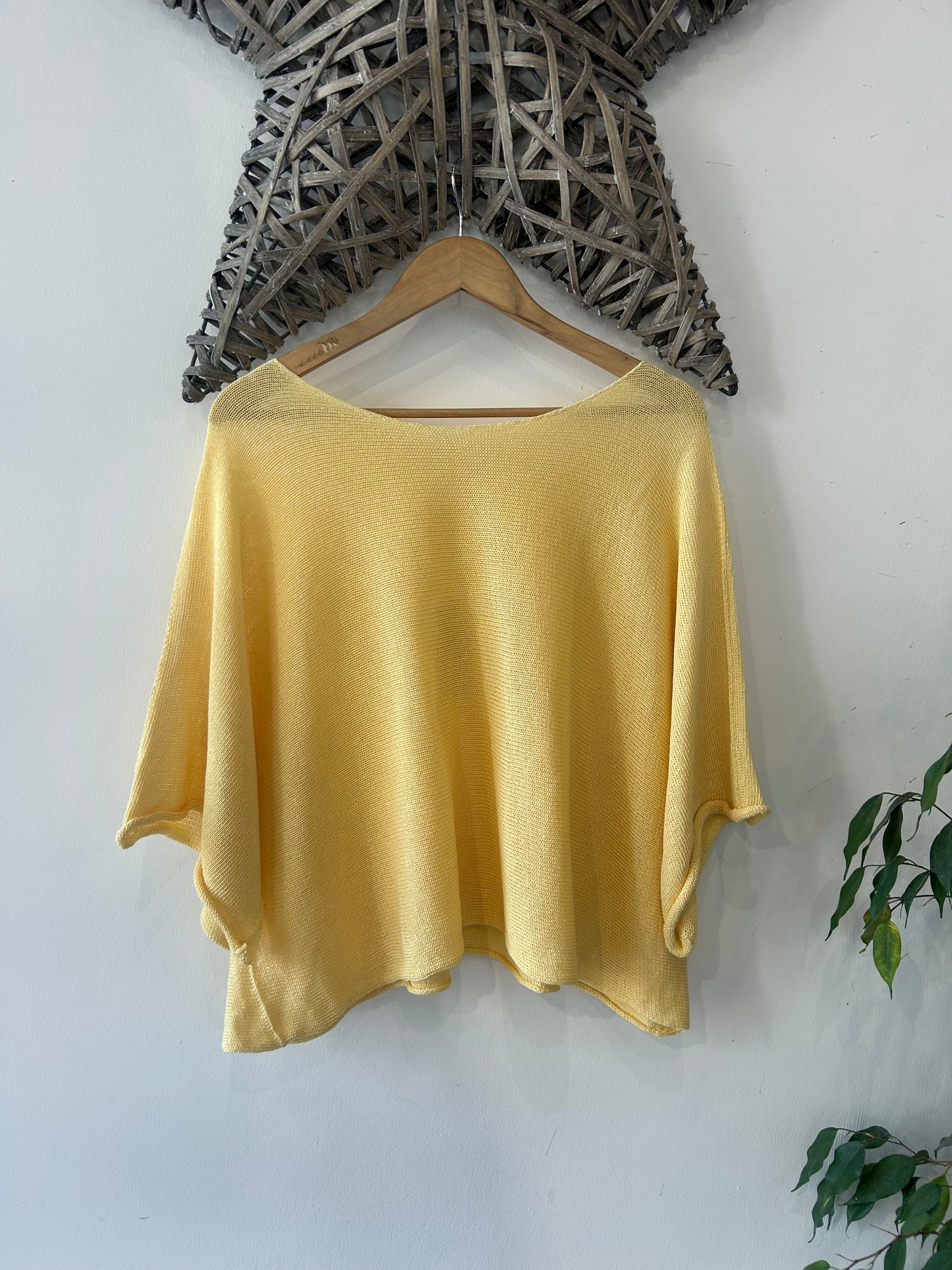 Crochet 1/2 Sleeve Top - Yellow