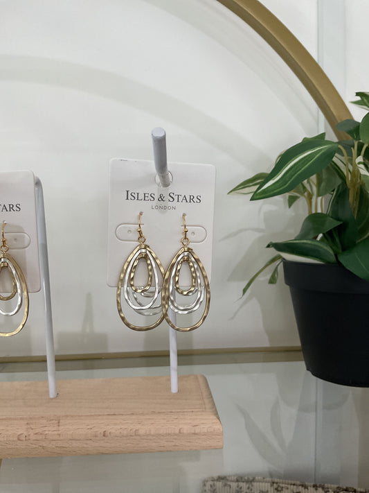 Layered Teardrop  Earrings- Gold and Silver