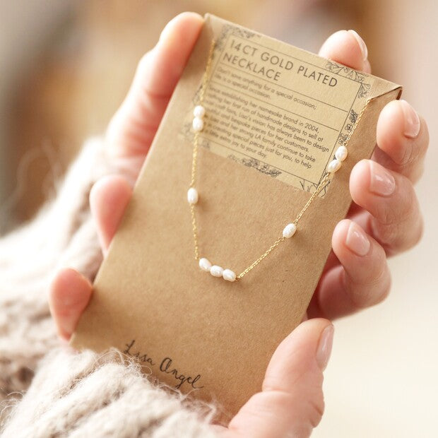 Lisa Angel Pearl Necklace - Gold