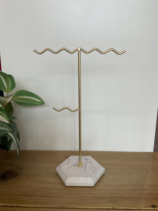 T.Bar Jewellery Stand - Gold & Marble Effect