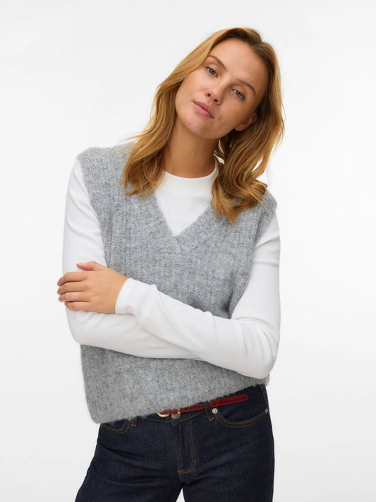 NOVAH RIB SL V-NECK VEST - Grey