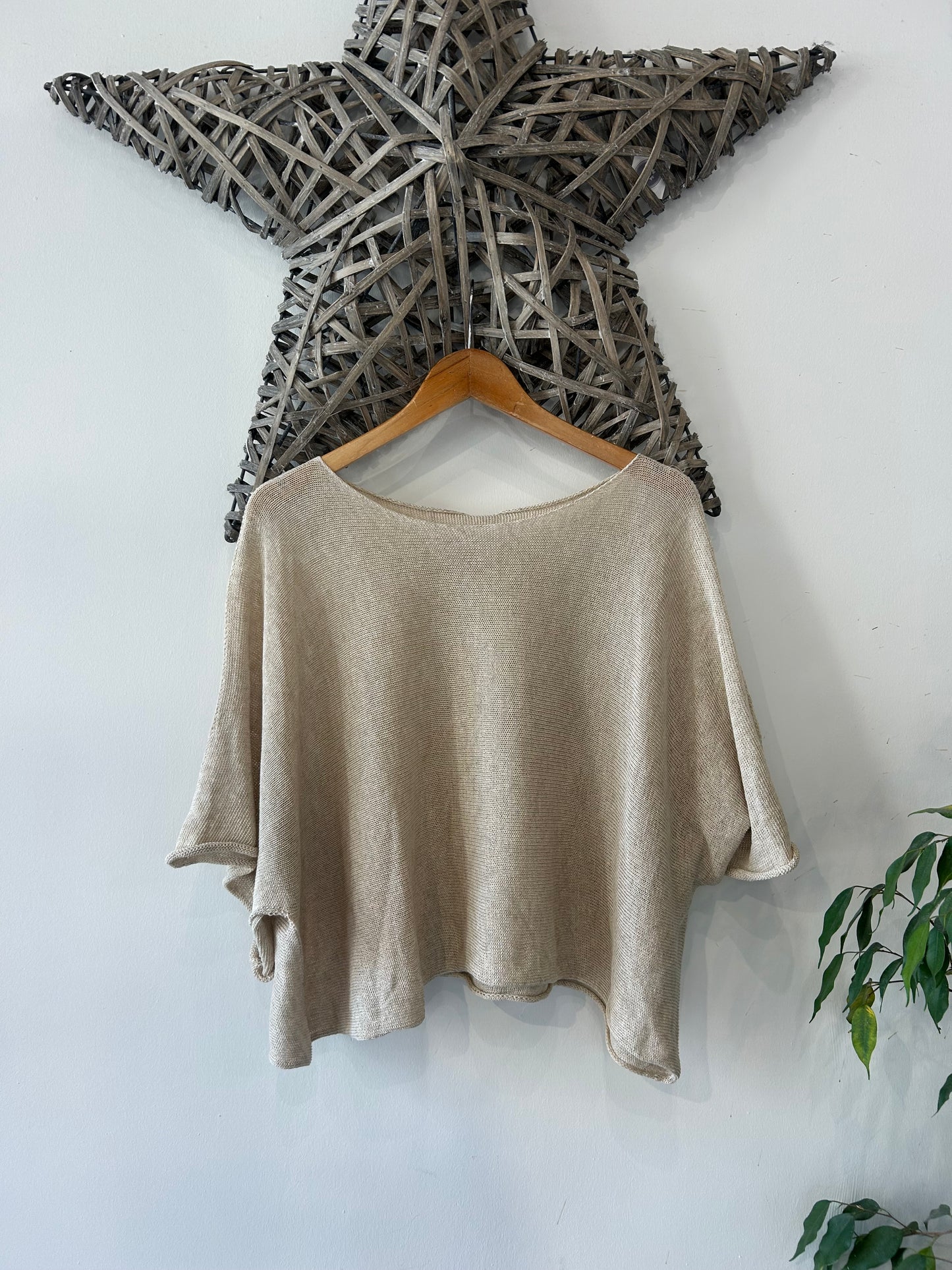 Crochet 1/2 Sleeve Top - Oatmeal