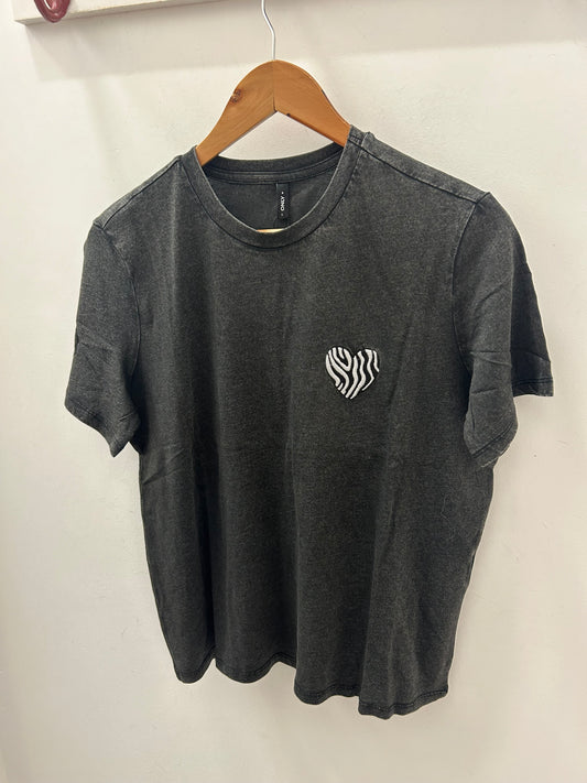 LUCY LIFE S/S EMB TOP - Black Zebra