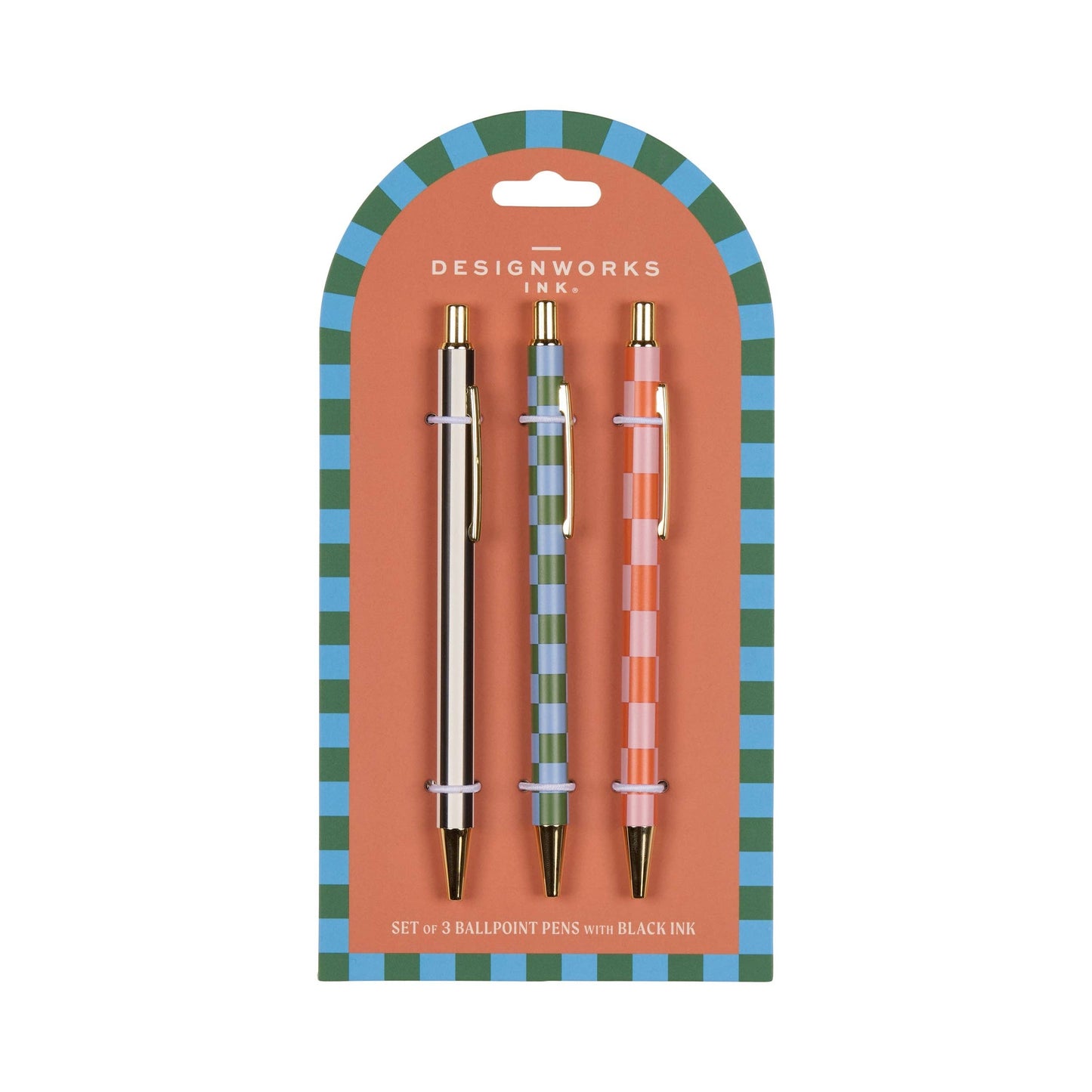 A Dopo Set of 3 Pens - Stripes  Checks