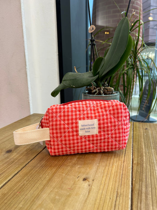 Red Gingham Wash Bag - Small