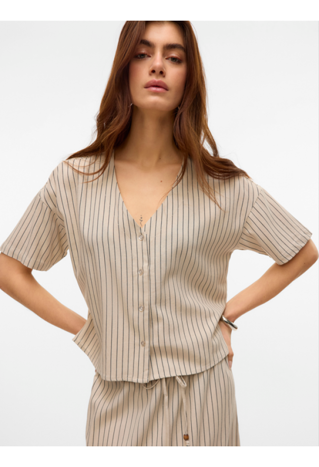 MYMILO V-NECK SHIRT - Silver Lining Stripe