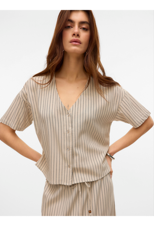 MYMILO V-NECK SHIRT - Silver Lining Stripe