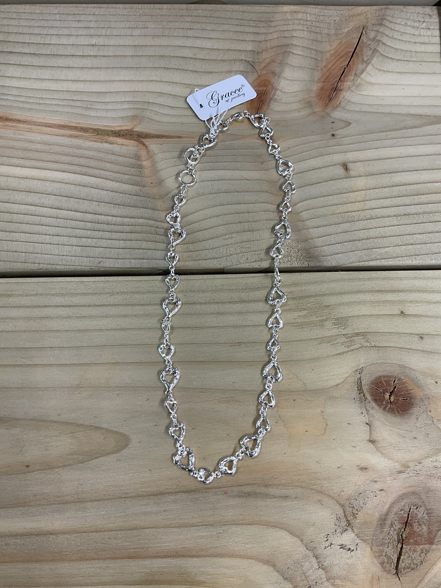 Heart Chain Necklace - Silver