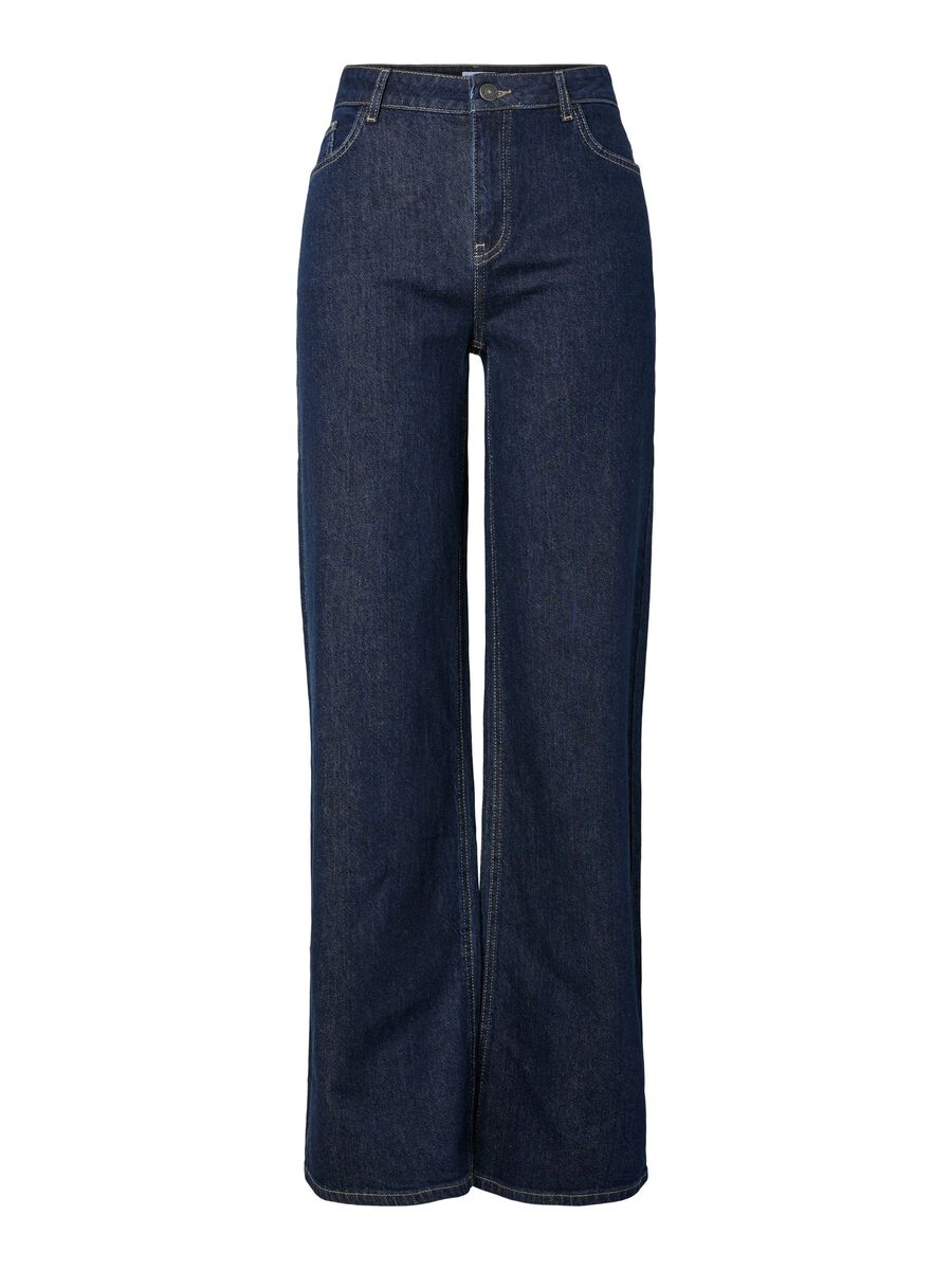 SILKE MW WIDE JEANS - Dark Blue Denim