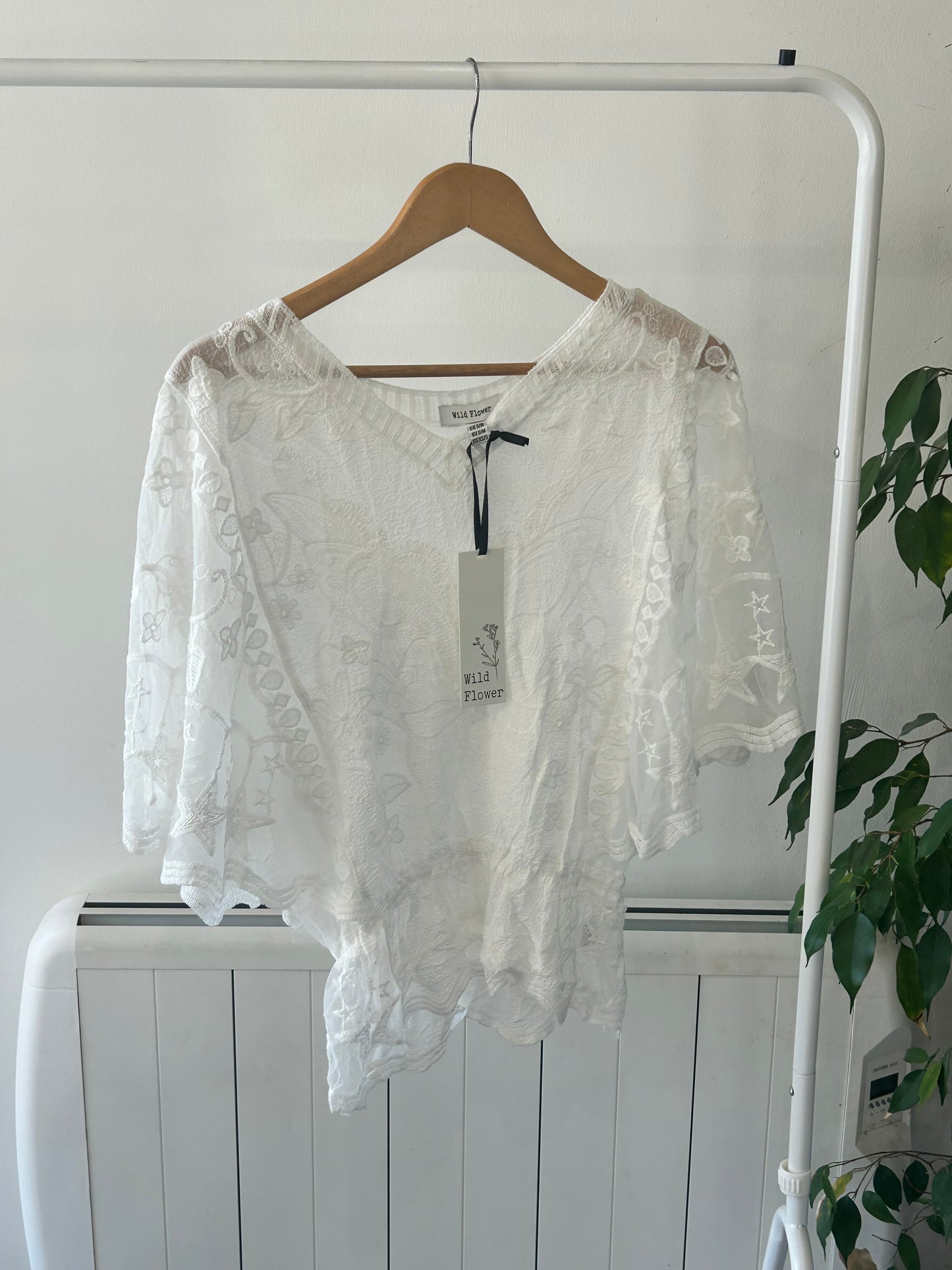 Butterfly Lace Top - White