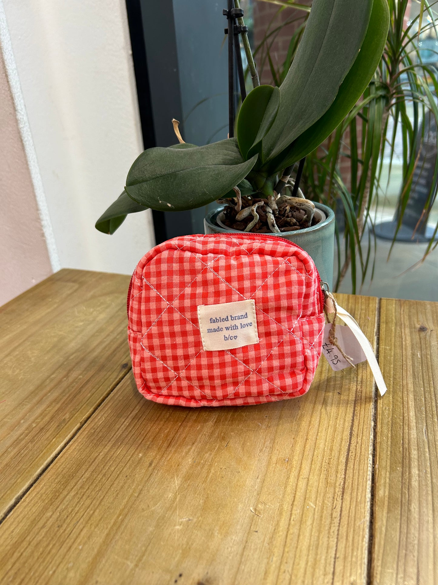 Red Gingham Wash Bag - XS