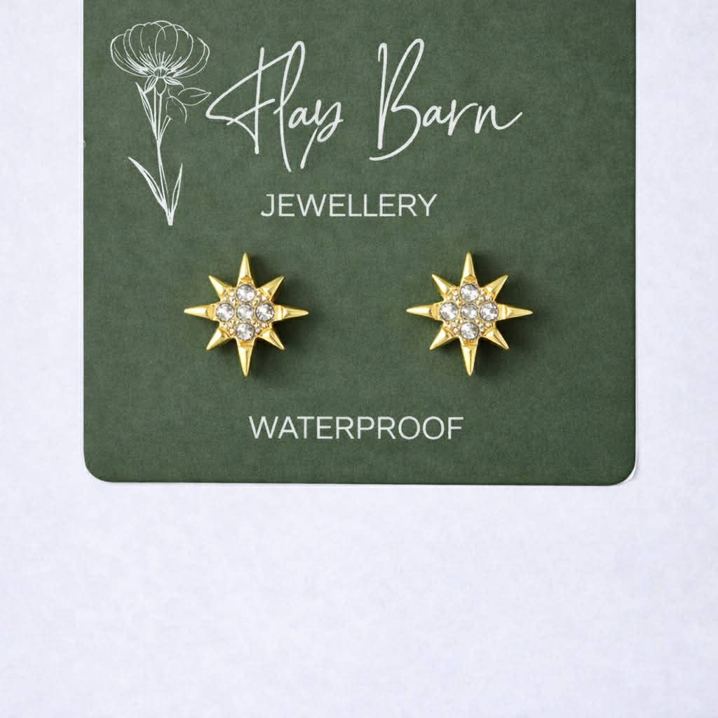 Tarnish Resistant Starburst Studs: Gold