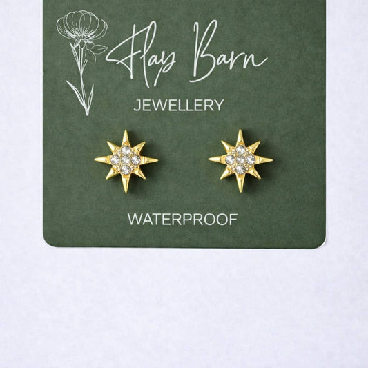 Tarnish Resistant Starburst Studs: Gold
