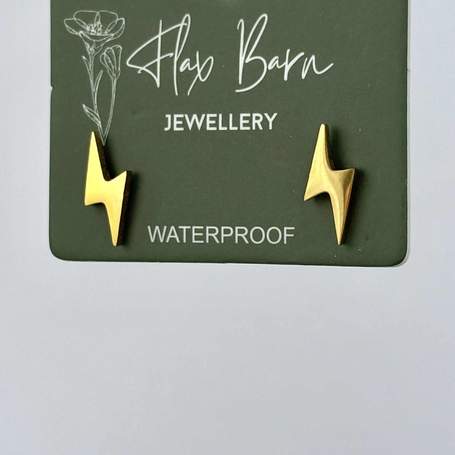 Tarnish Resistant Lightning Bolt Studs: Gold