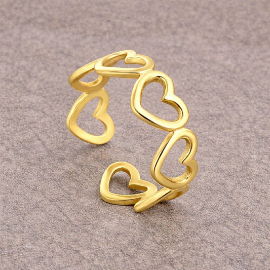 Tarnish Resistant Hollow Heart Open Ring