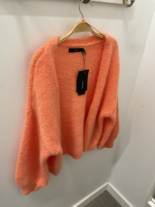 MAYBE Open Knit Cardigan - Peach Cobbler