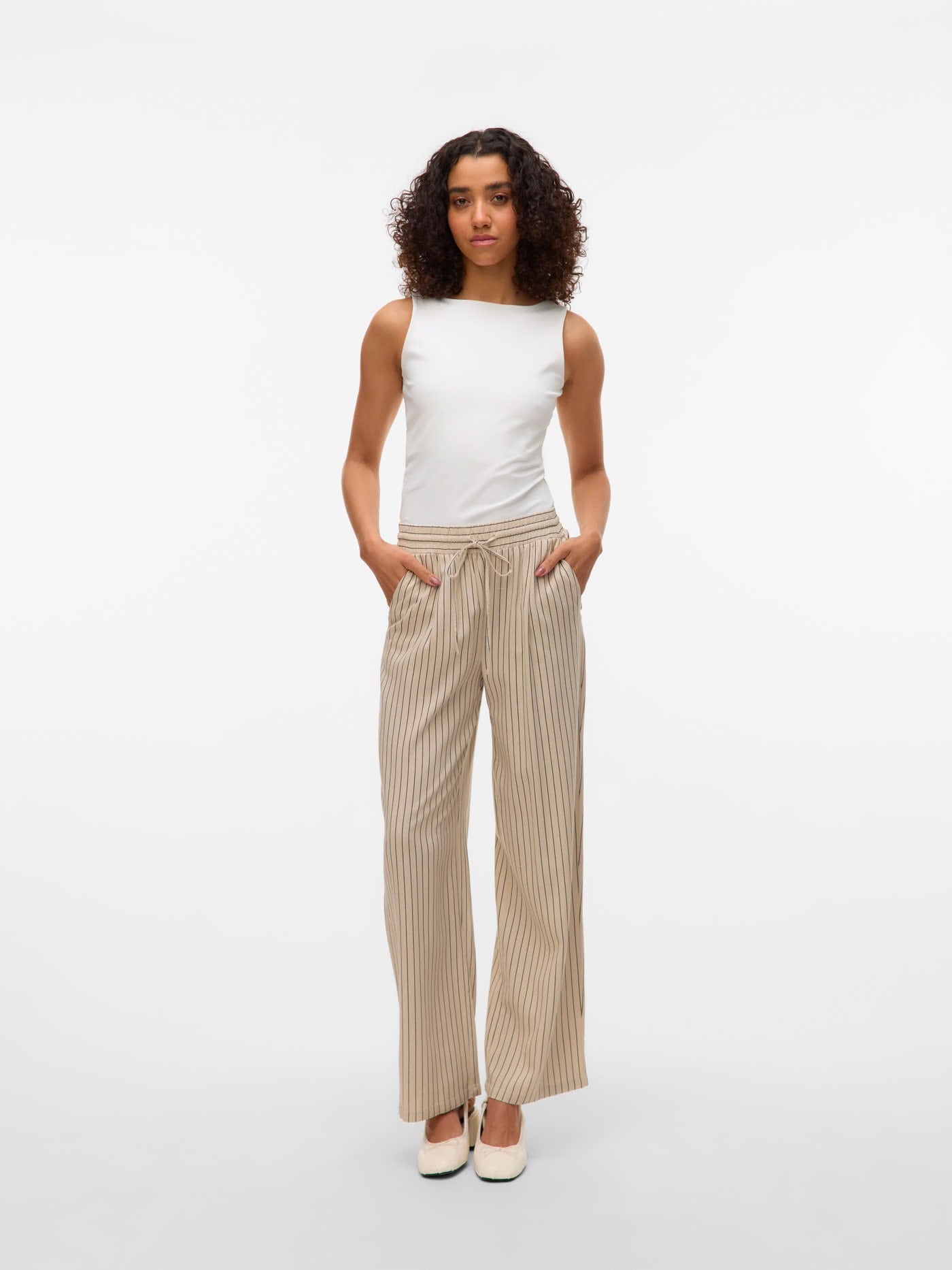 JESMILO HW WIDE PANTS - Silver Lining Stripe