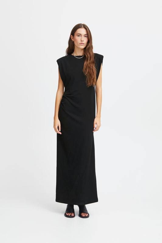 KATINE SHOULDER PAD DRESS - Black