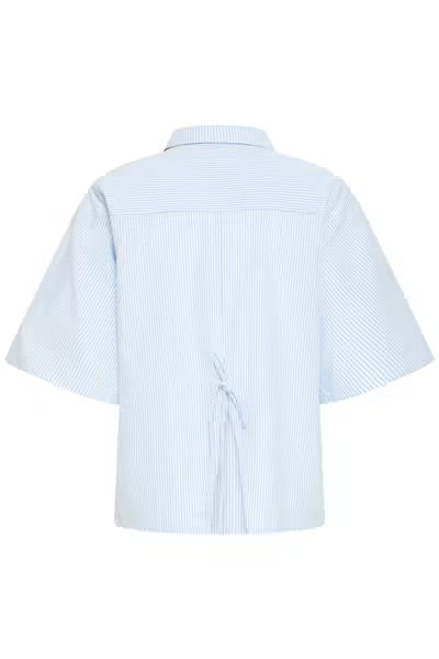 IHGARIA back bow shirt ~ stripe light blue