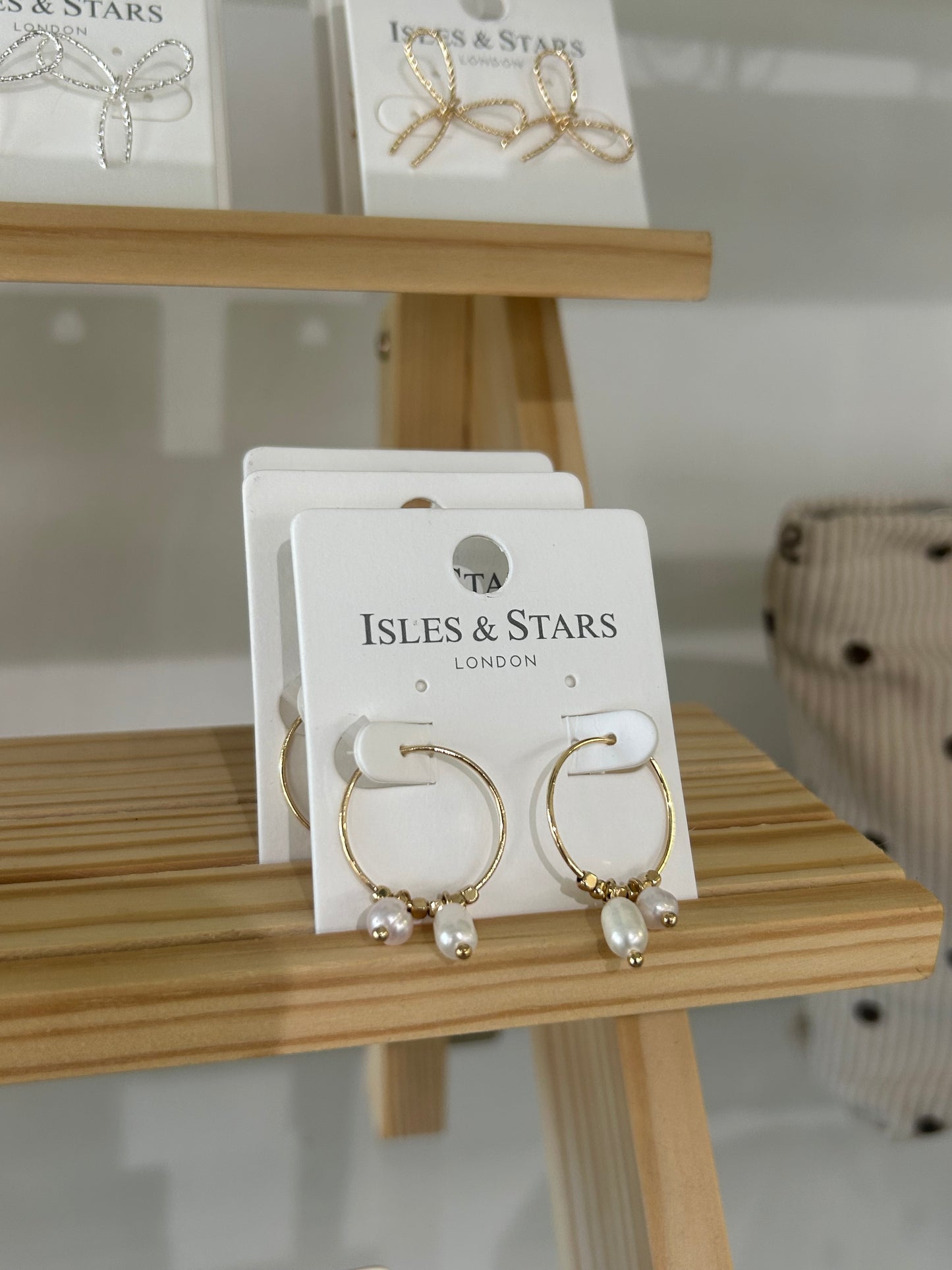 Pearl Hoops  - Gold