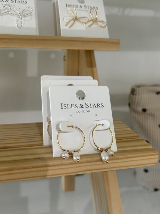 Pearl Hoops  - Gold