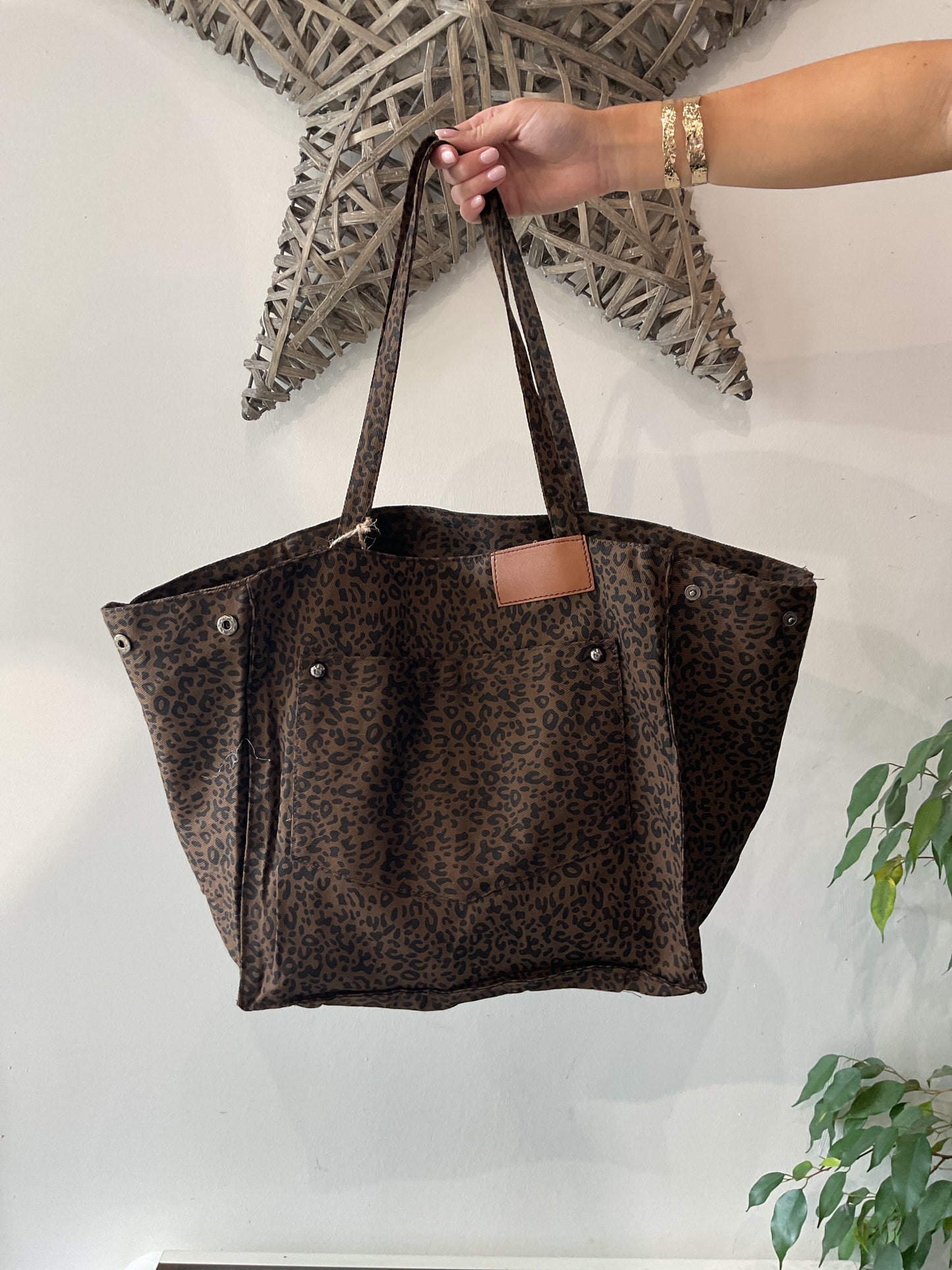Leopard Tote Bag - Dark Wash