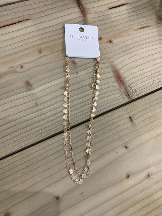 Double Layered Heart Necklace - Gold