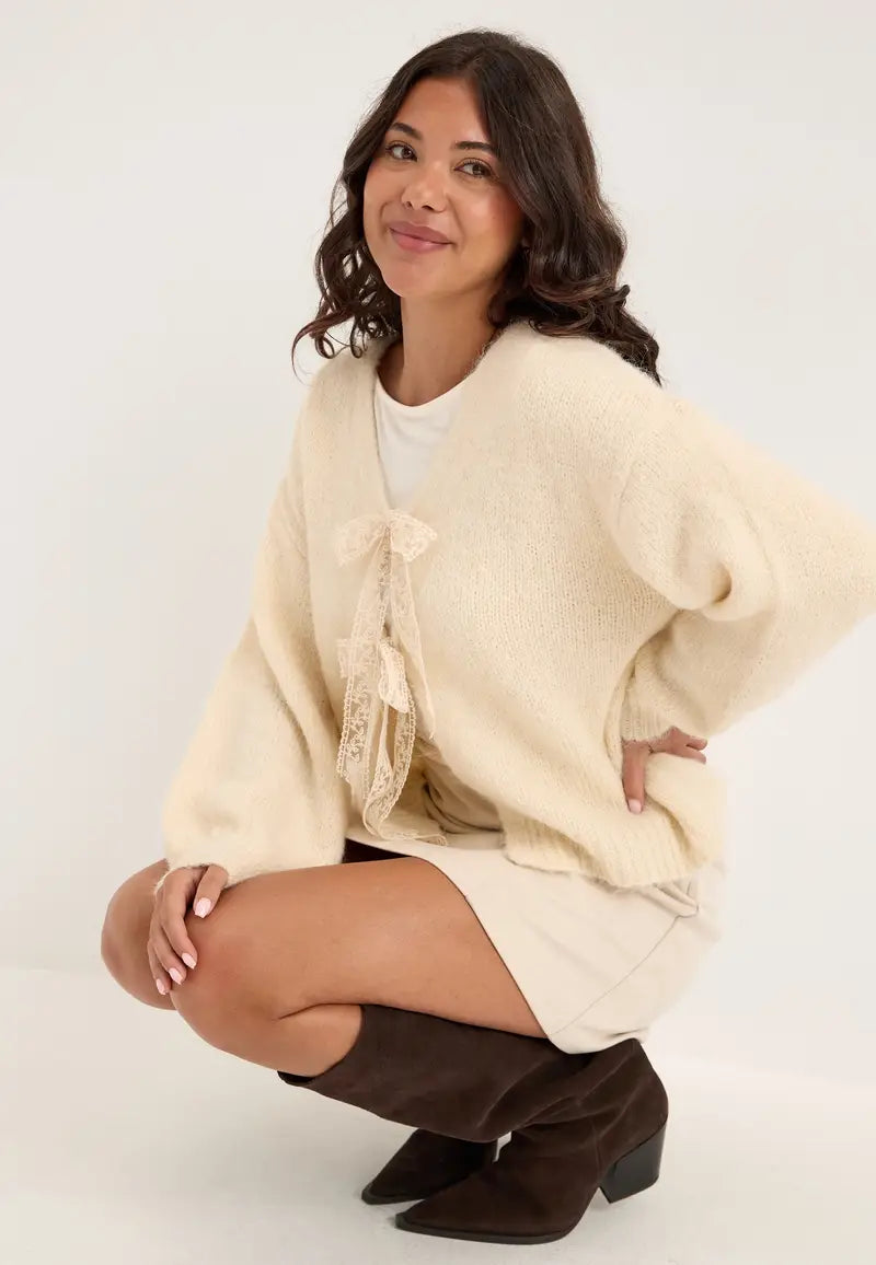 NELLIE LS V-NECK CARDIGAN KNIT