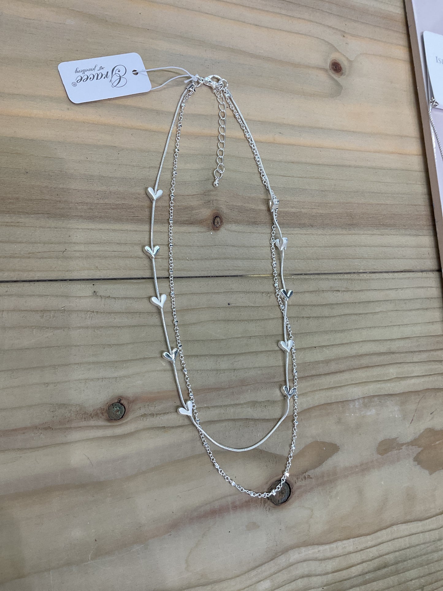 Layered Heart Necklace - Silver