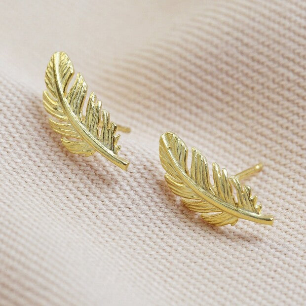 Lisa Angel Feather Earrings - Gold