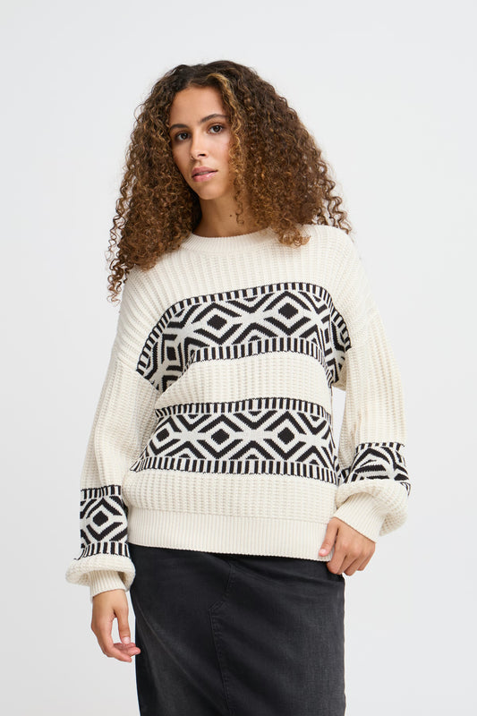 BARISA LS KNIT JUMPER - Birch/Black