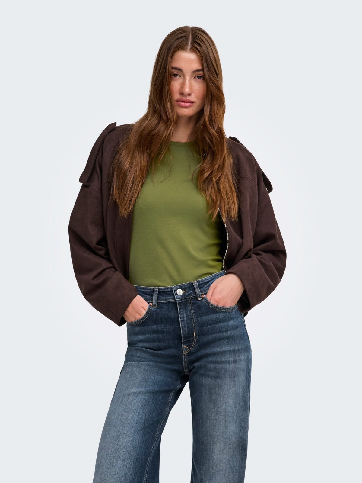 RILEY O-NECK L/S TOP JRS - Peat Moss