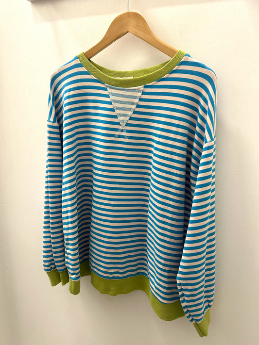 Contrast Trim Stripe Long Sleeve - Green / Blue