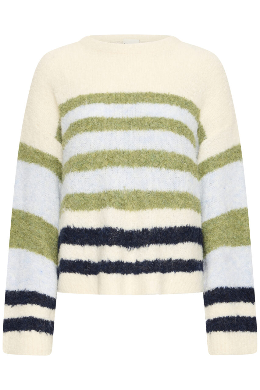 BOSELE LS KNIT - Birch/Blue Stripe