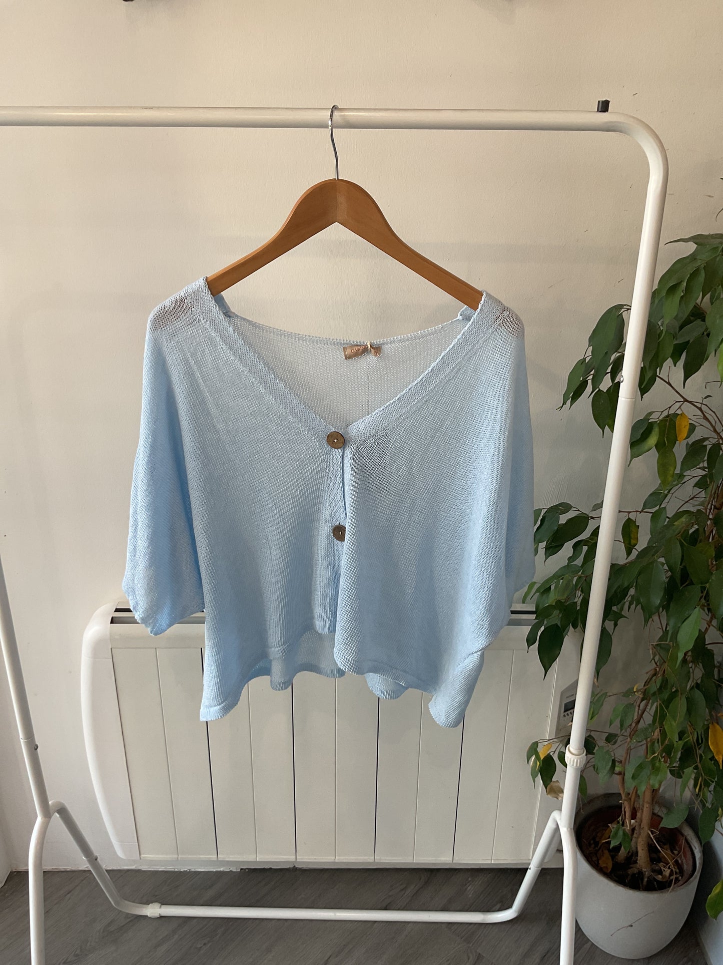Oversized Button Cardigan - Light Blue