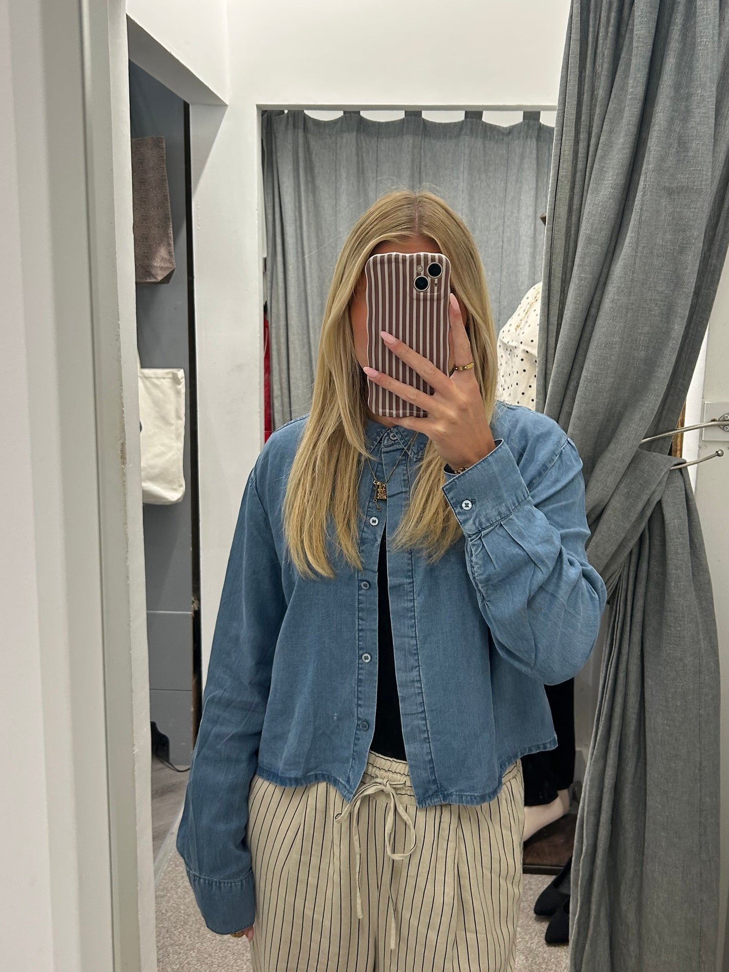 CHARIS SHORT SHIRT - Medium Blue denim