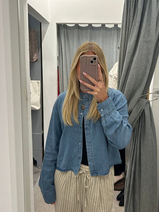 CHARIS SHORT SHIRT - Medium Blue denim