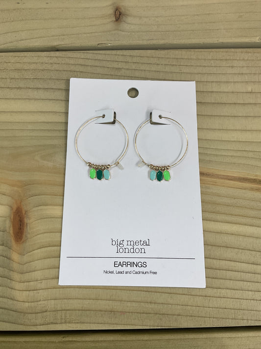 Gold hoops with multi coloured drops