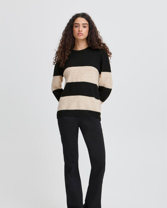 EDEEN LS KNIT - Meteorite Stripe