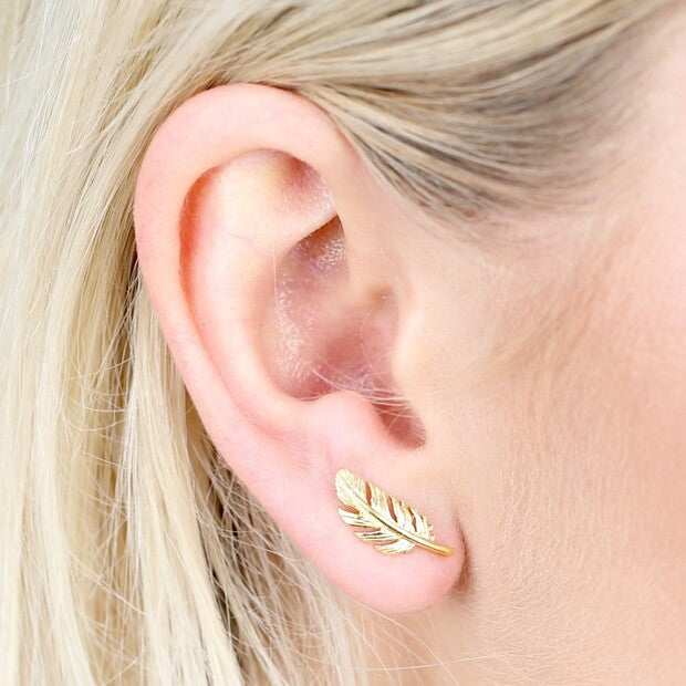 Lisa Angel Feather Earrings - Gold