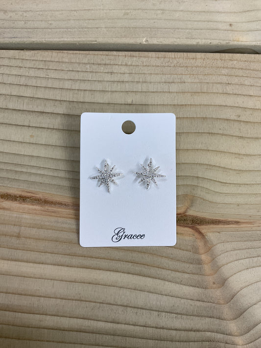 Sparkly Star Earrings - Silver